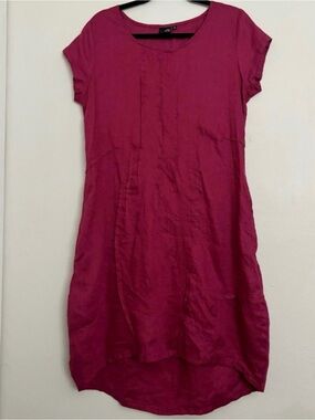 Lisa Bayne Artsy Fuchsia Short Sleeve Shift Dress small